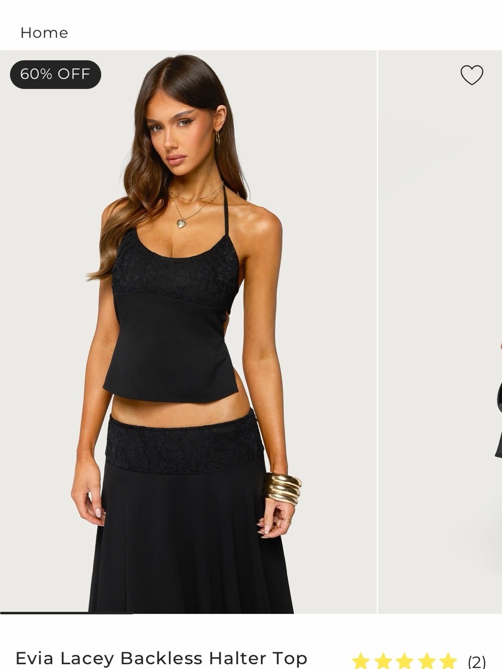 Edikted Black Lace Backless Halter Camisole